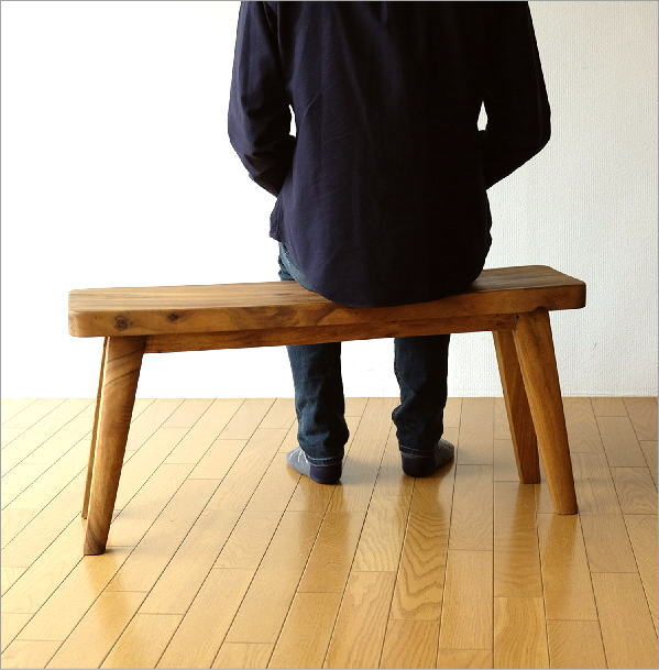 木製ベンチ 長椅子 背もたれなし リビング インテリア デザイン 無垢材