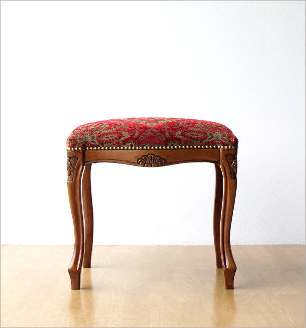 i■【新品仕入れ】 イタリア製 木製 猫脚 スツール レッド 赤 おしゃれ 椅子ジェニファーテイラー