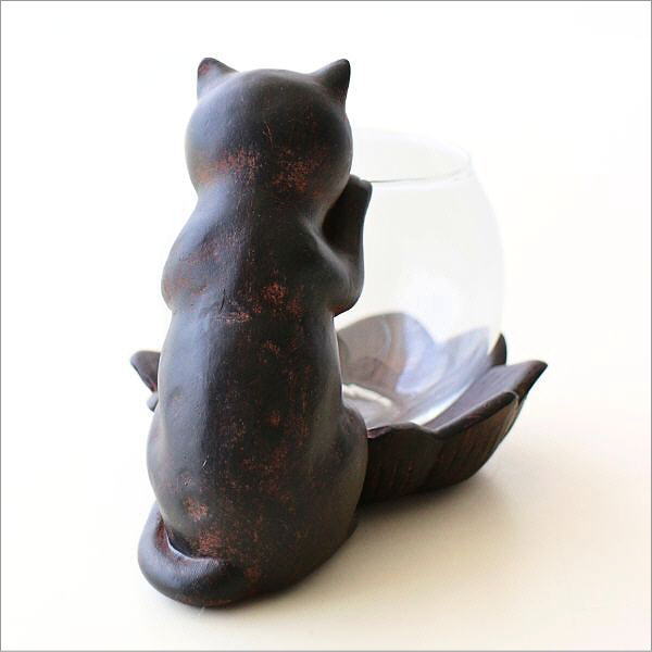 花瓶 ガラス フラワーベース 猫 ねこ 雑貨 置物 子ネコのミニベース [hal8967] | ギギliving