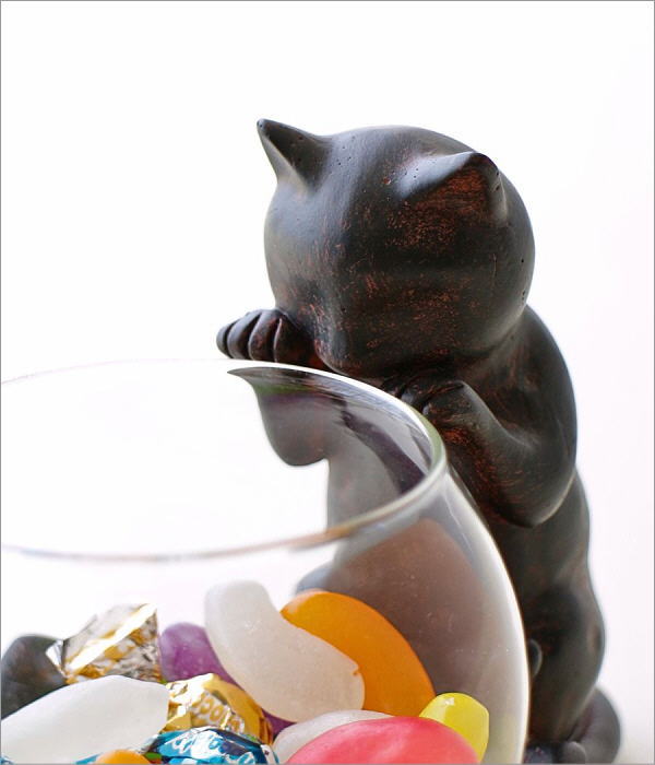 花瓶 ガラス フラワーベース 猫 ねこ 雑貨 置物 子ネコのミニベース [hal8967]