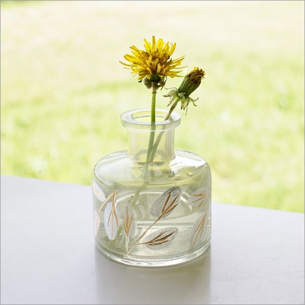 花瓶 おしゃれ 陶器 ガラスベース フラワーベース 花器 かわいい 小さめ 小ぶり アンティーク ハンドペイントのガラスベース 2タイプ  [kan5832]