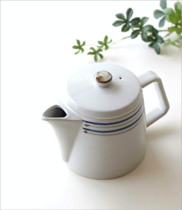 ティーポット ボーダー 陶器 おしゃれ 茶こし付き 急須 北欧 和風 洋風 モダン シック かわいい シンプル デザイン 日本製 ボーダーポット [ksn9773]