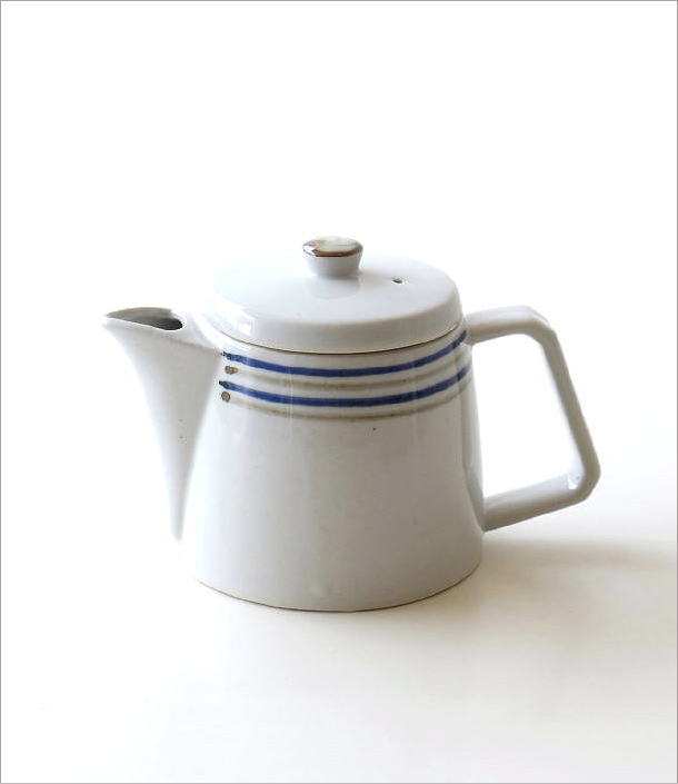 ティーポット ボーダー 陶器 おしゃれ 茶こし付き 急須 和風 洋風 モダン シック かわいい シンプル デザイン 日本製 ボーダーポット  [ksn9773] | ギギliving