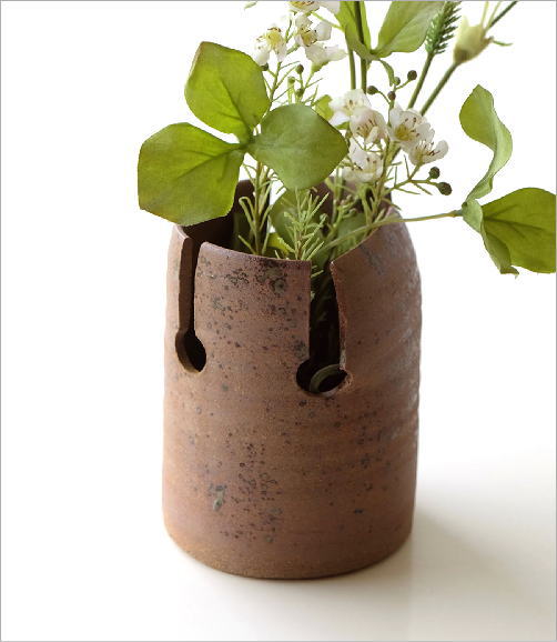 花器 陶器 花瓶 おしゃれ 和陶器花入 四方切 [mkn1271] | ギギliving