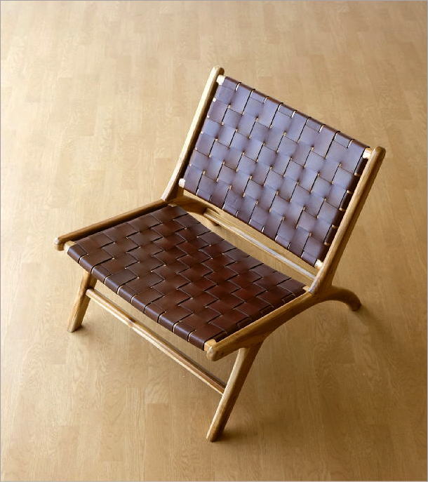教会教会で使われた 黒木と本革の折り畳み椅子 チェアー 木製家具 /J491