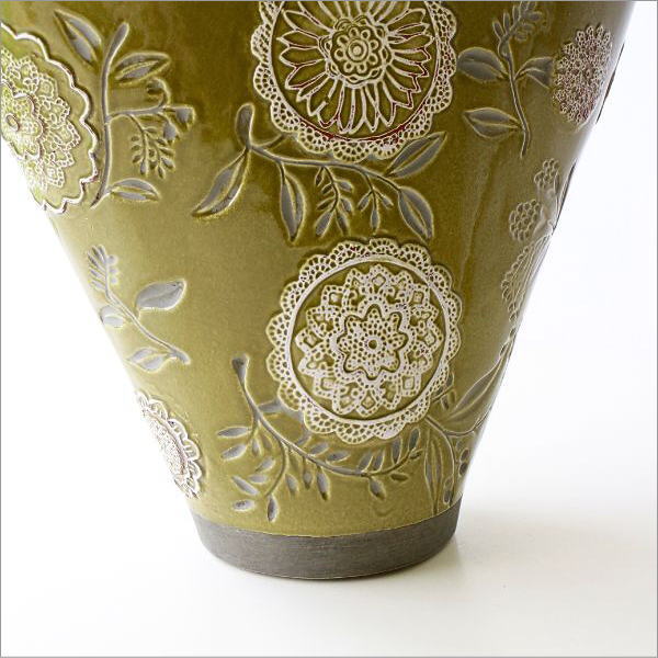 花瓶 陶器 おしゃれ フラワーベース アンティーク 花器 モダン デザイン 口が広い かわいい 和風 洋風 大きい 大きめ クラシックベース A  [sik3033] | ギギliving