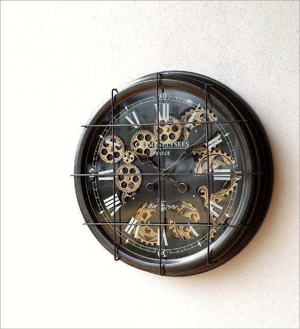 壁掛け時計 掛け時計 掛時計 壁掛時計 おしゃれ アンティーク レトロ クラシック ヨーロピアン 北欧 かっこいい モダン ブラック 黒 アイアンの 掛け時計 ギアーb Toy5393 ギギliving