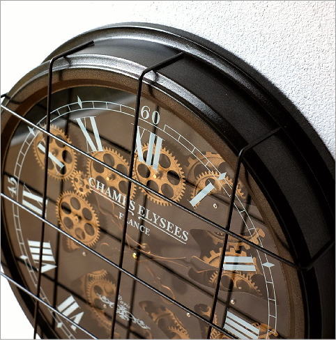 壁掛け時計 掛け時計 掛時計 壁掛時計 おしゃれ アンティーク レトロ クラシック ヨーロピアン 北欧 かっこいい モダン ブラック 黒 アイアンの 掛け時計 ギアーb Toy5393 ギギliving