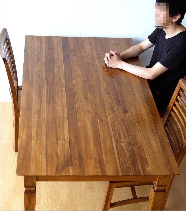 C最高級 チーク 無垢材　ダイニングテーブル　カフェテーブル　ブラックアイアン脚