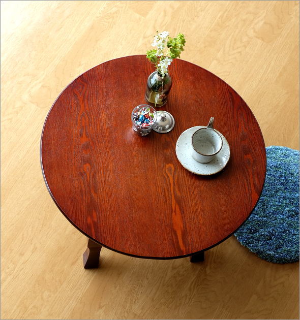昭和レトロ 木製 折りたたみ式 卓 丸型 ちゃぶ台 座卓 センターテーブル-